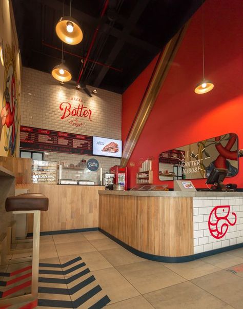 Fast Food Restaurant Design, Pizzeria Design, Small Restaurant Design, Brick Projects, Diner Decor, Burger Restaurant, Kiosk Design, Restaurant Concept, Shop Layout