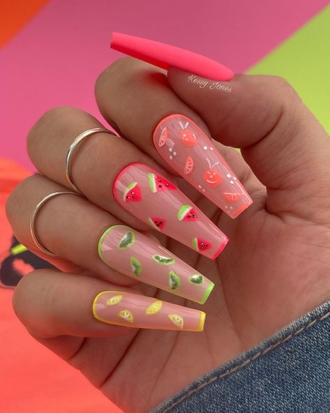 Cute Acrylic Nail Designs, Work Nails, Fall Acrylic Nails, Nail Art Designs Diy, Coffin Shape Nails, Long Square Acrylic Nails, Ideas Nails, Summer Acrylic Nails, Uñas Acrilicas