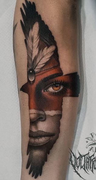 Native Indian Tattoos, Tattoos Thigh, Native American Tattoo Designs, Indian Feather Tattoos, Indian Tattoo Design, Tato Suku, Native American Tattoo, American Indian Tattoos, Native American Tattoos