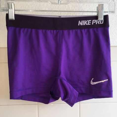 Purple Nike Pro shorts with clear Swarovski Crystals Purple Nike Pros, Nike Pro Shorts, Purple Nikes, Food Obsession, Nike Pros, Nike Shorts, New Outfits, Swarovski Crystals, Womens Shorts