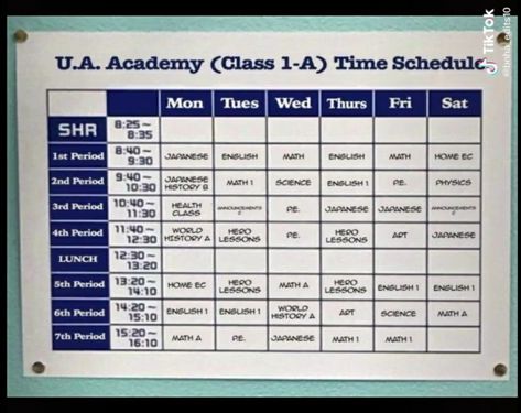 Ua High School Aesthetic, Ua School Building, Mha School Schedule, Mha School Building, Ua Schedule, Ua High School Building, Mha School, Mha Script, Ua High School