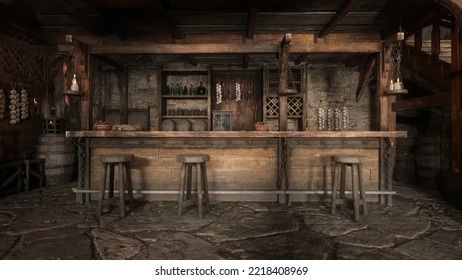 Medieval Tavern Bar Wooden Stools On Stock Illustration 2218408969 | Shutterstock Medieval Tavern, Cave Home, Furniture Chairs, Basement Bar, Wooden Stools, Your Man, Stools, Man Cave, Basement