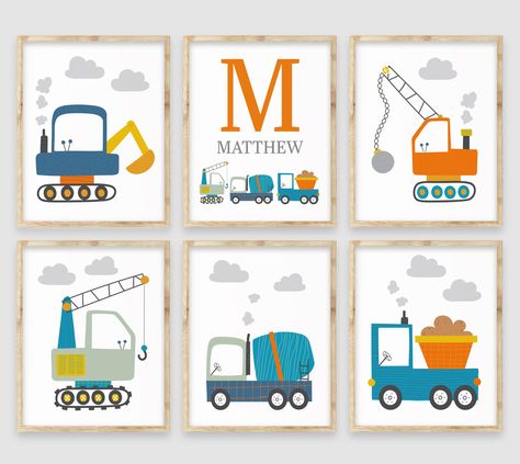 Construction Truck Nursery, Toddler Bedroom Decor, Truck Nursery, Car Nursery, Cement Mixer Truck, Baby Poster, Construction Vehicle, Boys Room Wall Art, Baby Posters