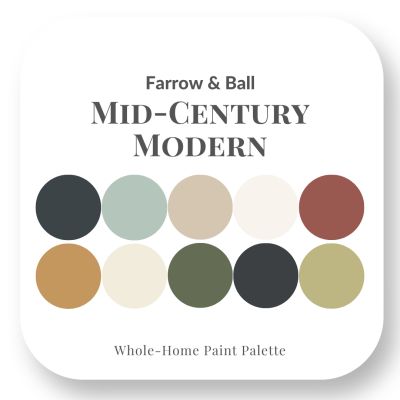 Mid Century Modern Paint Colors, Mid Century Color Palette, Mid Century Modern Color Palette, Modern Paint Colors, Mid Century Modern Interior Design, Mid Century Modern Colors, Mid Century Colors, Popular Paint Colors, Farrow And Ball Paint