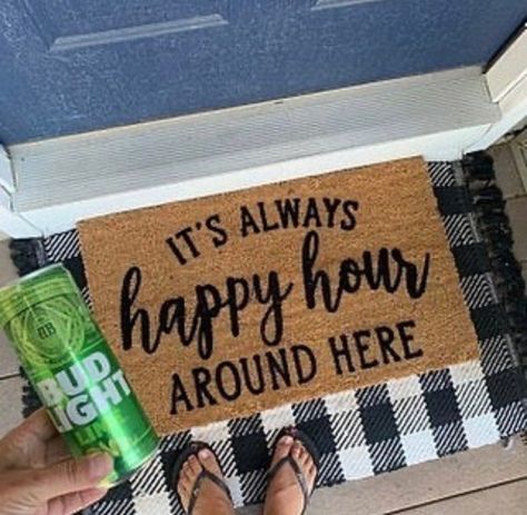 Door Mat Sayings, Welcome Mat Ideas, Door Matts, Cute Welcome Mat, Realtor Client Gifts, Garage Mats, Outdoor Welcome Mat, Mat Ideas, Door Mat Diy