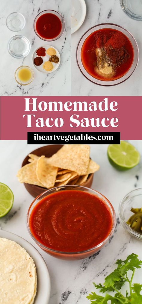 This homemade taco sauce is an easy way to add flavor to your favorite dishes, from tacos to quesadillas! It’s made with a few basic pantry staples and it will take your taco night to the next level. Homemade Taco Sauce, Kebab Sauce, Burrito Sauce, Taco Fillings, Cilantro Sauce, Side Dishes For Bbq, Taco Sauce, Mexican Food Recipes Easy, Homemade Tacos