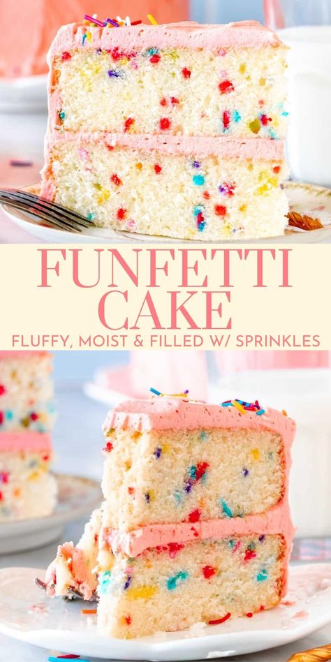 Funky Batter Cake Recipe, Best Confetti Cake Recipe, Confetti Birthday Cake Recipe, Confetti Cake Recipe, Confetti Cake Recipes, Funfetti Cake Recipe, Creamy Vanilla Frosting, Sprinkle Recipes, Perfect Birthday Cake