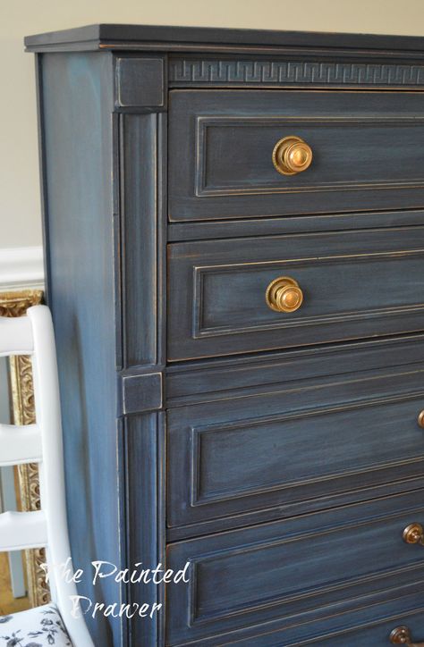 A Set in Coastal Blue - The Painted DrawerThe Painted Drawer Blue Painted Furniture, General Finishes Milk Paint, Blue Dresser, Painted Bedroom Furniture, Painted Drawers, Furniture Rehab, Painted Dresser, Distressed Furniture, Coastal Blue