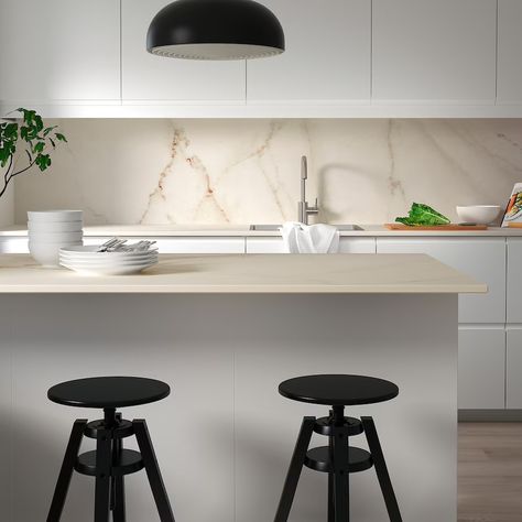 EKEKULL Custom made wall panel, matt off-white/marble effect ceramic, 1 m²x1.2 cm - IKEA White Worktop, Ikea Store, Kitchen Solutions, Kitchen Worktop, Marble Effect, Updated Kitchen, Kitchen Layout, Design Planning, Bathroom Furniture