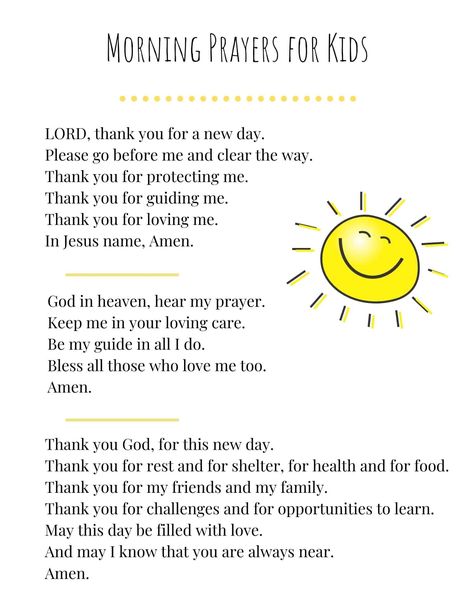 Morning Prayers For Kids, Morning Prayer For Kids, Prayers For Kids, Prayer For Kids, Gratitude Prayer, Verses For Kids, Prayer For My Children, Positive Affirmations For Kids, School Prayer