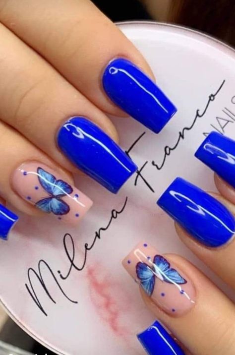 Fake Nails Designs, Sunflower Nails, Butterfly Nails, Stylish Nails Designs, Pretty Nail Art Designs, Blue Nail, Pretty Nail Art, Pastel Nails, Fancy Nails