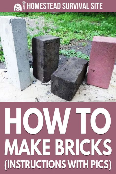 Diy Cement Bricks, How To Make Clay Bricks, Diy Concrete Bricks, Fire Bricks Diy, How To Make Bricks Diy, Ancient Survival Skills, How To Make Bricks, Homemade Bricks, Diy Homestead Projects