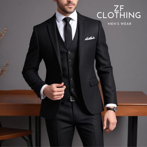 Coat Pant For Men Suits Wedding, Coat Pant For Men, Groom Wedding Suit, Men Suits Black, Men Suits Wedding, Suit Groom, Suits Black, Mode Costume, Formal Fashion