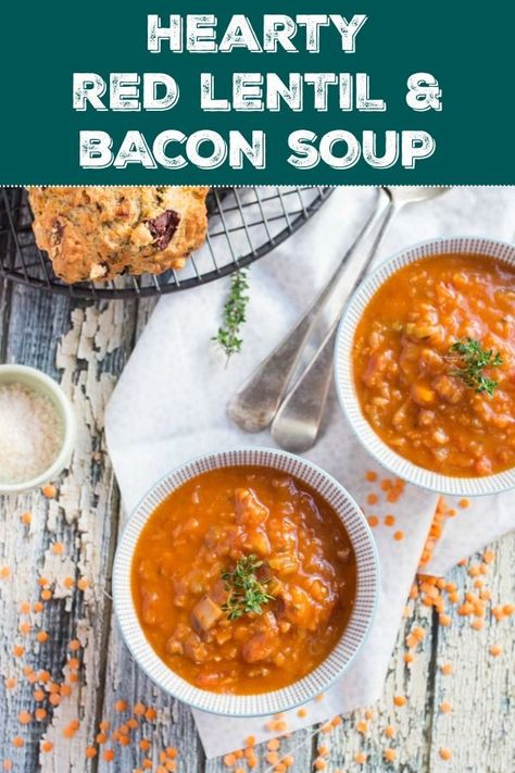 Lentil And Bacon Soup, Healthy Easy Recipe, Meat Soup, Healthy Soups, Bacon Soup, Red Lentil Soup, Weeknight Dinner Recipe, Gluten Free Recipes Easy, Crockpot Meals