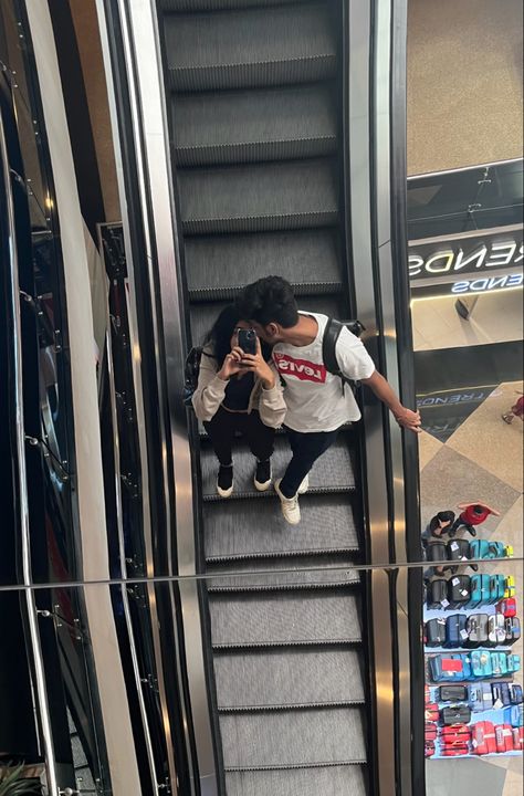 #fashion #coupleportrait #aesthetic #mirrorselfies #escalator #poses #wallpaper #tiktok #casualoutfit #bffgoals #besties Couple Poses In Mall, Mall Couple Pictures, Couple Mall Photo Ideas, Couples Dp, He Cheated, Couple Inspo, Couples Pictures, Couple Pose, Self Portrait Poses