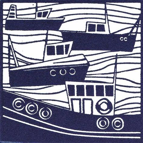 Motif Arabesque, Boat Illustration, Woodcut Art, Lino Cuts, Linoleum Block Printing, Linoleum Print, Linocut Printmaking, Lino Art, Relief Printing