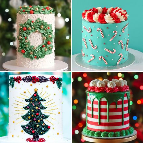 25 Stunning Christmas Cake Decoration Ideas You Will Love Grinch Cake Designs, Holiday Birthday Cake, Pretty Christmas Cake, December Cake Ideas, Christmas Cake Fondant Decorating Ideas, Christmas Cake Topper Ideas, Christmas Theme Cake Buttercream, Christmas Cake Ideas Buttercream, Elegant Christmas Cake Designs