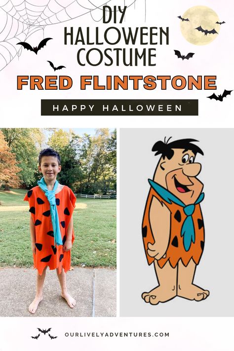 How to make an easy DIY Fred Flintstone Halloween costume.  This simple, inexpensive costume is perfect for the last-minute DIYer. Inexpensive Diy Halloween Costumes, Fred Flinstone Costume, Flintstone Halloween Costume, Fred Flintstone Costume, Flintstone Costume, Flintstones Costume, Fest Ideas, Fred Flintstone, Costume For Kids