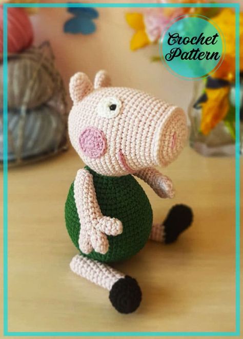 Crochet Peppa Pig Pattern Free, Crochet Doll Clothes Free Pattern, Peppa Pig George, Baby Crochet Patterns Free, Crochet Panda, Crochet Dinosaur, Crochet Turtle, Crochet Animals Free Patterns, Crochet Unicorn