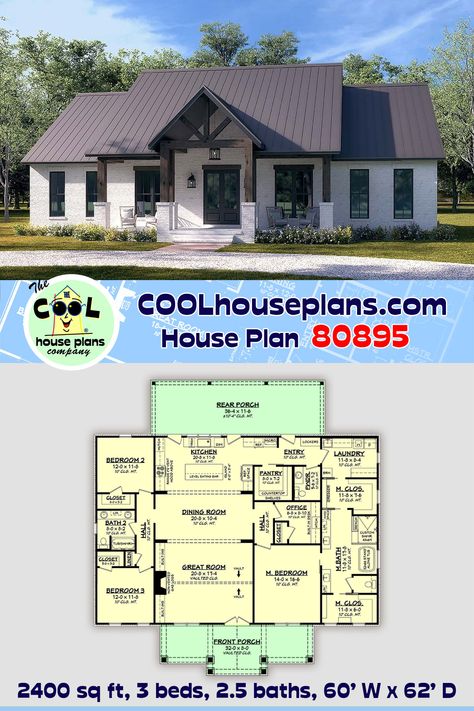 Country, Craftsman, Farmhouse, Traditional House Plan 80895 with 3 Beds, 3 Baths 3 Bedroom With Playroom Floorplan, 3br 2.5 Bath House Plans, House Plans With Safe Room One Story, Walk In Pantry House Plans, 3 Bedroom Home Floor Plans With Office, 3 Bedroom Home Floor Plans With Basement, 3bdrm 2 Bath House Plans, Floor Plans 3 Bedroom 2 1/2 Bath, Closed Floor Plan Layout 1 Story