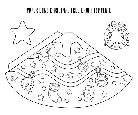 Christmas Tree Cone Templates Free Printable, Paper Christmas Decorations Printables, Christmas Tree Paper Crafts For Kids, Paper Christmas Tree Template, Christmas Crafts Free Printable, Christmas Cones Decorations, Christmas Wreath Crafts For Kids, 1st Grade Christmas Crafts, Paper Cone Christmas Trees