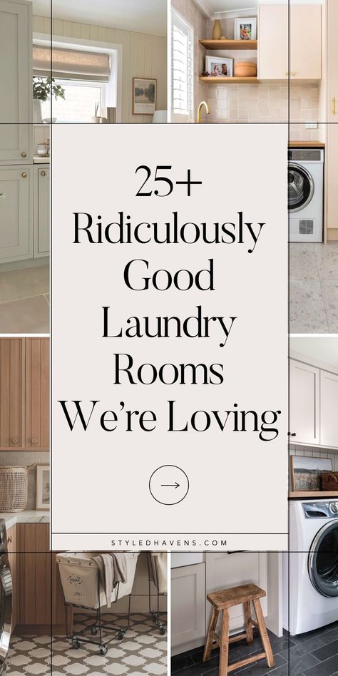 Searching for cute laundry room ideas for your dream laundry room? These modern laundry room ideas are literally *so-good* and hand-picked - whether you're looking more for laundry room design inspiration, or a laundry room decor must-haves, these laundry rooms will be sure to inspire you! (SAVE to your LAUNDRY ROOM INSPIRATION board for later!) 6x9 Laundry Room, Laundry Room No Upper Cabinets, Bootroom Laundry Room, Simple Laundry Room Cabinets, Laundry Bar Ideas, Multiple Washer Dryer Laundry Room, Laundry Room Foyer Ideas, Laundry Pole Ideas, Raised Dog Shower In Laundry Room