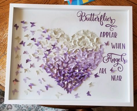 Butterfly Shadow Boxes, Cricut Pins, Butterfly Shadow, Craft Boxes, Flower Frames, Flower Shadow, Memorial Ideas, Painted Bottles, Stone Sign