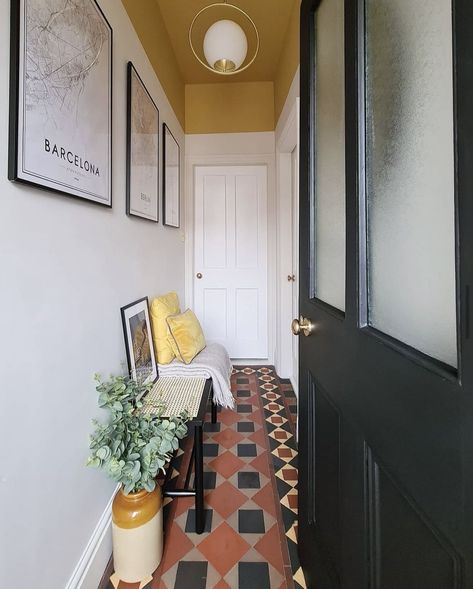 13 Yellow Hallway Ideas That Will Make You Rethink Everything 14 Yellow Hallway Ideas, Flat Hallway Ideas, Yellow Hallway, Narrow Hallway Decor, Hallway Design Ideas, Victorian Hallway, Front Hallway, Hallway Colours, Narrow Hallway Ideas