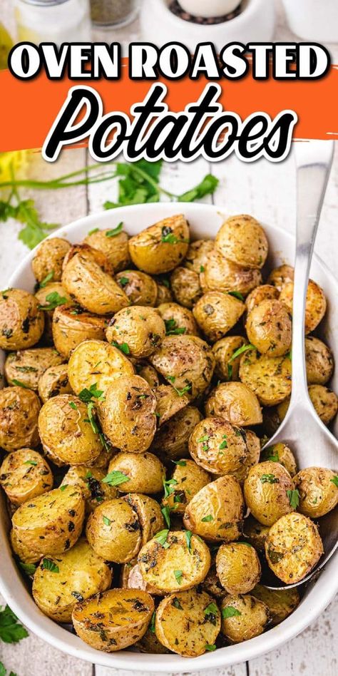 Baked Potatoes In The Oven, Potatoes In The Oven, Potatoes In Oven, Potatoes Recipes, Oven Roasted Potatoes, Seasoned Potatoes, Roasted Potato Recipes, Potato Recipes Side Dishes, Baby Potatoes