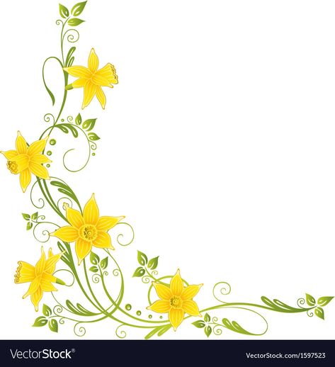 Daffodil Clipart, Flower Border Clipart, Spring Vector, Mardi Gras Party Decorations, Halloween Borders, Angel Vector, Easter Flower, Lotus Flower Design, Vintage Borders