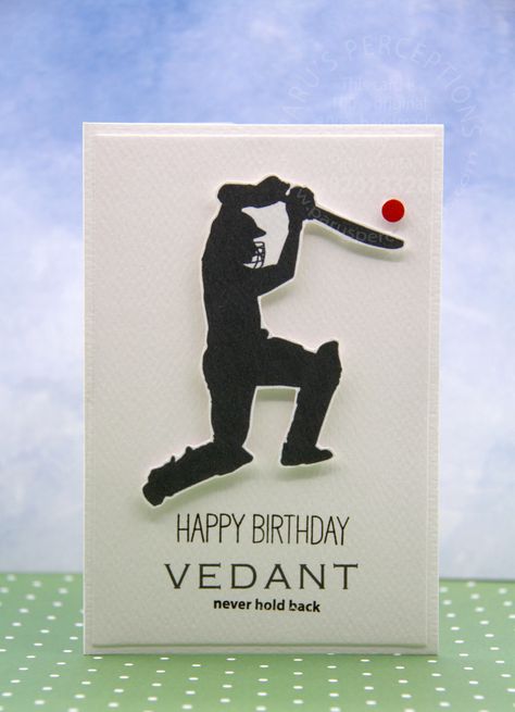 #cricket #cardsformen #cardsforboys #personalisedcards #birthdaycards #masculine #blackandwhite #CAS #handmadecards #cardmaking #madeinindia #madeinmumbai Cricket Painting Ideas, Cricket Themed Birthday Cards, Cricket Birthday Cards, Cricket Party, Cricket Cards, Cricket Cake, Ballet Crafts, Goodbye Cards, Anime Cake