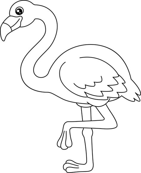 Flamingo Coloring Page Isolated for Kids