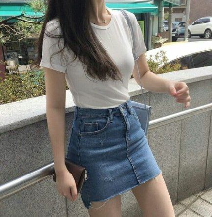 Mode Ulzzang, Korean Fashion Ideas, Korean Summer Outfits, Classy Summer Outfits, Korean Fashion Summer, Boho Summer Outfits, Denim Skirt Outfits, K Fashion, Korean Girl Fashion