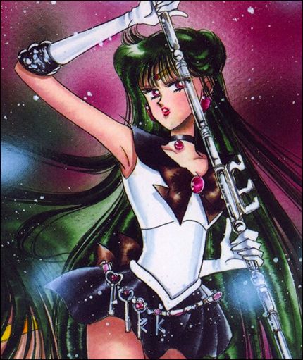 Sailor Pluto from the manga series Sailor Moon Moon Icon, Sailor Pluto, Sailor Moon Manga, Disney Games, Sailor Moon Wallpaper, Sailor Moon Character, Black Goddess, Space Girl, Sailor Moon Art