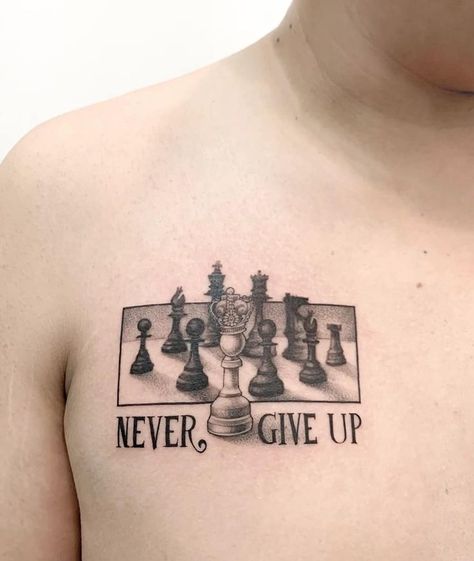 Chess Tattoo Ideas For Men, Chess Board Tattoo, Chess Tattoo Ideas, Chess Tattoo Design, Tattoo Chess, Perspective Tattoo, Perspective Tattoos, Chess Piece Tattoo, Chess Tattoo