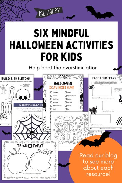 Fall Therapy Activities For Teens, Halloween Group Therapy Ideas, Halloween Mindfulness Activities, Halloween Therapy Activities For Kids, Mindful Activities For Kids, Afterschool Program, Adolescent Therapy, Mindful Activities, Halloween Themed Activities