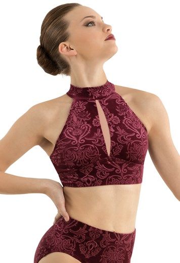 Dance Clothes Practice, Embossed Velvet, Lyrical Dresses, Contemporary Dance Costumes, Dance Outfits Practice, Jazz Costumes, Solo Costume, Pole Wear, Fashion Sweaters