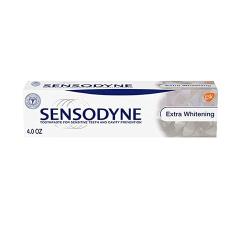 Amazon.com : Sensodyne Toothpaste for Sensitive Teeth & Cavity Protection, Extra Whitening 4 oz : Beauty Sensodyne Toothpaste, Toothpaste Brands, Tooth Cavity, Whitening Teeth, Teeth Whitening Toothpaste, Tooth Sensitivity, How To Prevent Cavities, Natural Teeth Whitening, Remove Stains