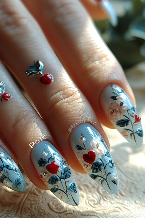 Valentines Day Nails 2024 Blue Valentines Day Nails, Occasion Nails, Dark Blue Nails, Aquarius Life, Blue Valentine, Valentines Day Nails, Latest Nail Art, Trendy Nail, Trendy Nail Art