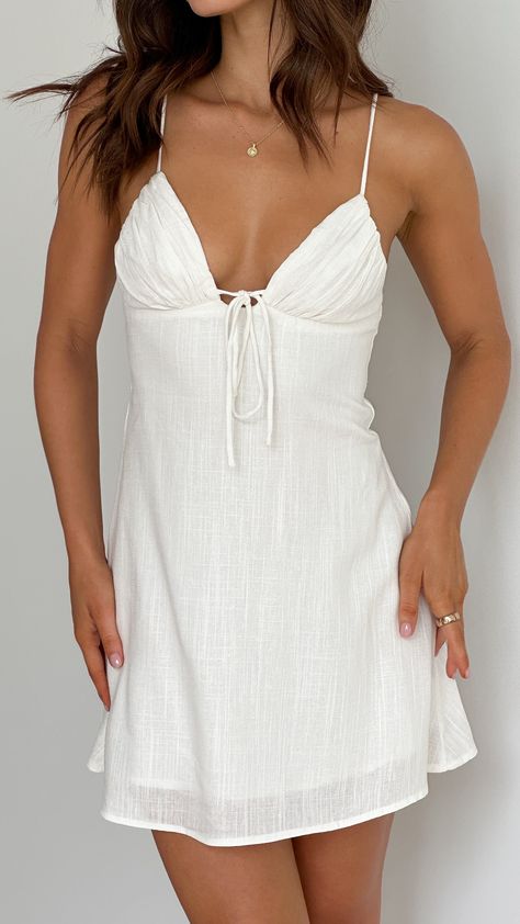 Princess Polly Sundress, Tailor Made Dress Ideas, White Linen Mini Dress, Every Day Dress, Where To Buy Cute Summer Clothes, Casual Summer Mini Dress, All White Outfits For Women, Grad Dress Ideas, Grad Party Outfit Ideas