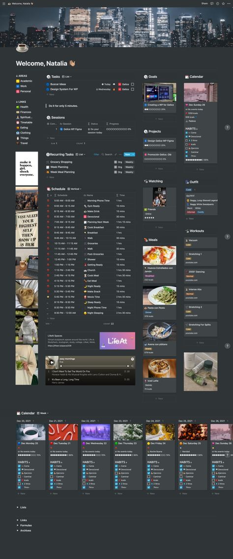 2023 Notion, Notion Pictures, Notion Setup, Goal Calendar, Notion Ideas, School Template, Meal Planning Template, Digital Organization, Theme Template
