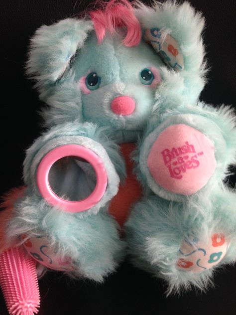 SOLD RARE Vintage 80s Amtoy Brush A Loves Tutti Cutie Plush Stuffed Toy Pink & Blue Teddy Bear Lovie 11" With Mirror Excellent Condition 1987 by JulesVintageStore on Etsy 80s Flashback, Fairy Kei Aesthetic, Kei Aesthetic, 90s Kids Remember, Care Bear Plush, Unicorn Plushies, 80’s Toys, Care Bears Plush, Blue Teddy Bear