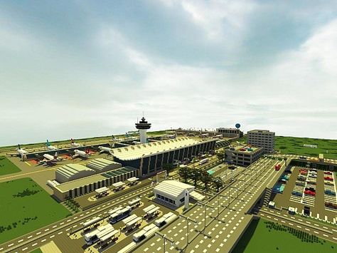 Lapiz Point's International Airport | ECS Minecraft Project Minecraft Airport, Minecraft P, Minecraft Modern City, Minecraft City Buildings, Minecraft Redstone, Tower City, Building Map, Minecraft House Plans, Minecraft Modern