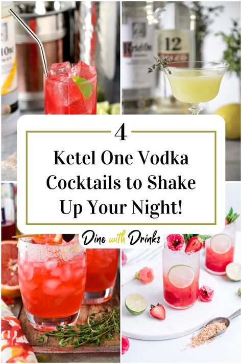 Collage of 4 ketel one vodka cocktails. Kettle One Vodka, Vodka Recipes Drinks, Grapefruit Recipes, Amazing Cocktails, Ketel One Vodka, Ketel One, Vodka Cocktails Recipes, Vodka Cocktail, Vodka Recipes