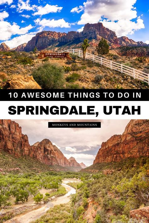 Are you looking for adventures in Springdale, Utah? Here's a list of 10 awesome things to do in Springdale for adventurers, from hiking to kayaking to canyoneering. Add these to your Springdale adventure bucket list in Utah! I things to do in Utah I hiking in Utah I hiking in Springdale I Utah adventures I adventures in Utah I what to do in Springdale I USA travel I adventure travel in Utah I adventure travel in the US I #advenuretravel #Utah #Springdale Hiking In Utah, What To Do Outside, Springdale Utah, Things To Do In Utah, Utah National Parks Road Trip, Utah Vacation, North America Travel Destinations, Utah Adventures, Utah Road Trip