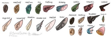 Ear Fins Drawing, Pointed Ears Reference, Dragon Ears Reference, Tiefling Ears, Quill Drawing, Fantasy Anatomy, Fantasy Ears, Dudes Be Like, How To Draw Ears