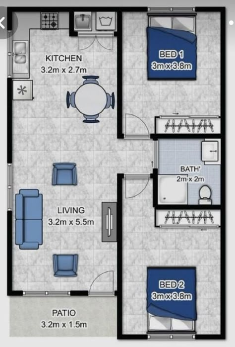 Dm for order #autocad #housdesign #tinyhouse #homedesign #floorplan #architecture #2dfloorplan #sketchup #elevation #modernhouse #floorplan #drawings #woodhousedesign #architect #hire #fiverr #freelancer #upwork Vinyl Cladding, Facade Brick, Small Apartment Plans, Floor Plans House, Two Bedroom Apartment, 3d Floor Plans, Cottage Floor Plans, Small House Layout, Small House Floor Plans