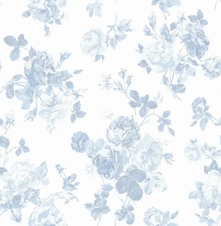 LoveShackFancy Everblooming Rosettes Bouquets 33' L x 20.5'' W Wallpaper Roll | Wayfair Cabbage Rose Bouquet, Dreamy Sky, Blue Floral Wallpaper, A Street Prints, Shades Of Light Blue, 4 Wallpaper, Wallpaper For Sale, Cabbage Rose, Cabbage Roses