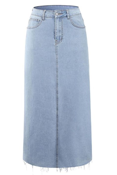 Jean Skirt Short, Jeans Long Skirt, Diy Denim Skirt, High Waisted Jean Skirt, Outfit Aesthetics, Neat Casual Outfits, Long Jean Skirt, Blue Jean Skirt, Denim Skirt Outfits