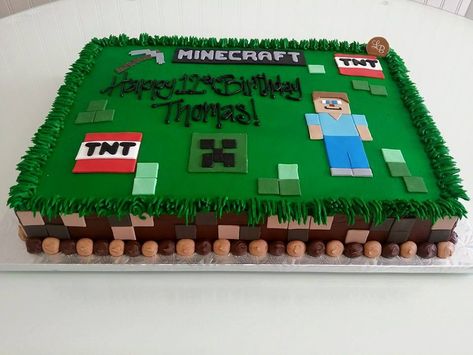 Sheet Cakes Minecraft Sheet Cake Birthday, Minecraft Sheet Cake Ideas, Minecraft Sheet Cake, Minecraft Cake Designs, Pastel Minecraft, Sheet Cakes Decorated, Minecraft Spider, Minecraft Cakes, Minecraft Bday